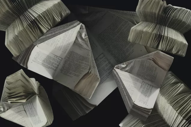 Folded paper articles. Photo by Viktor Talashuk.
