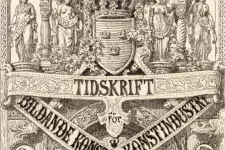 Omslag Tidskrift för bildande konst och konstindustri, 1875. Utgivare Fritzes bokhandel. Se Libris https://libris.kb.se/bib/1464910.