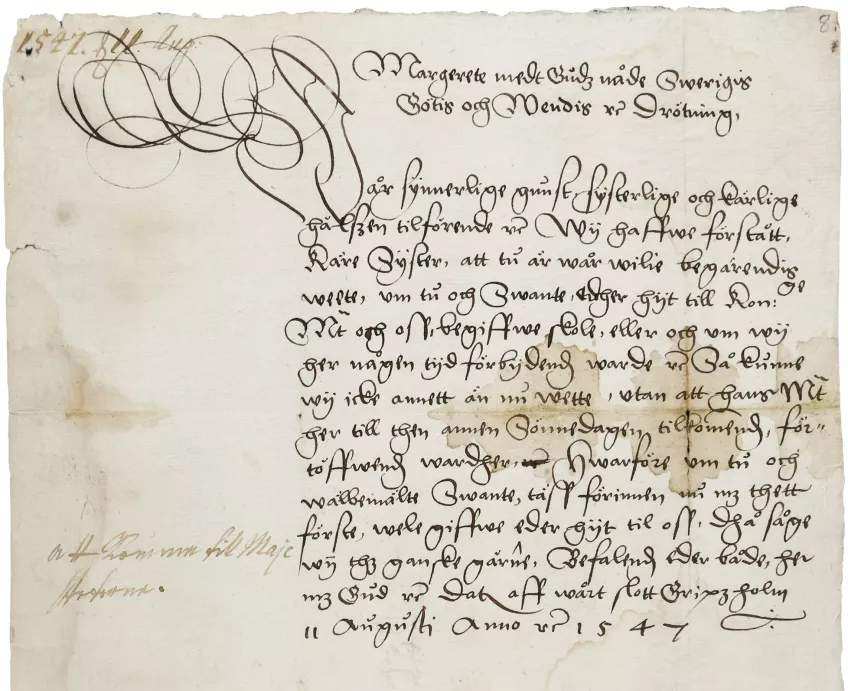 Bild på dokument från 1500-talet.